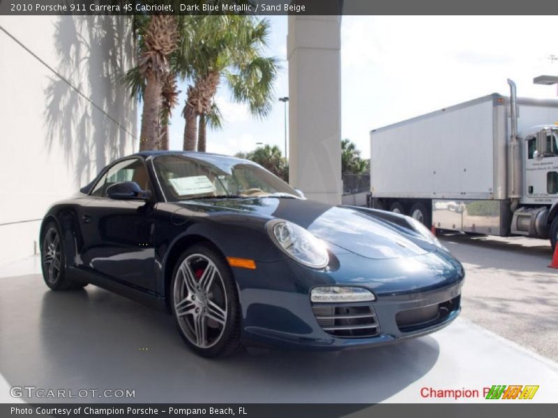 Dark Blue Metallic / Sand Beige 2010 Porsche 911 Carrera 4S Cabriolet
