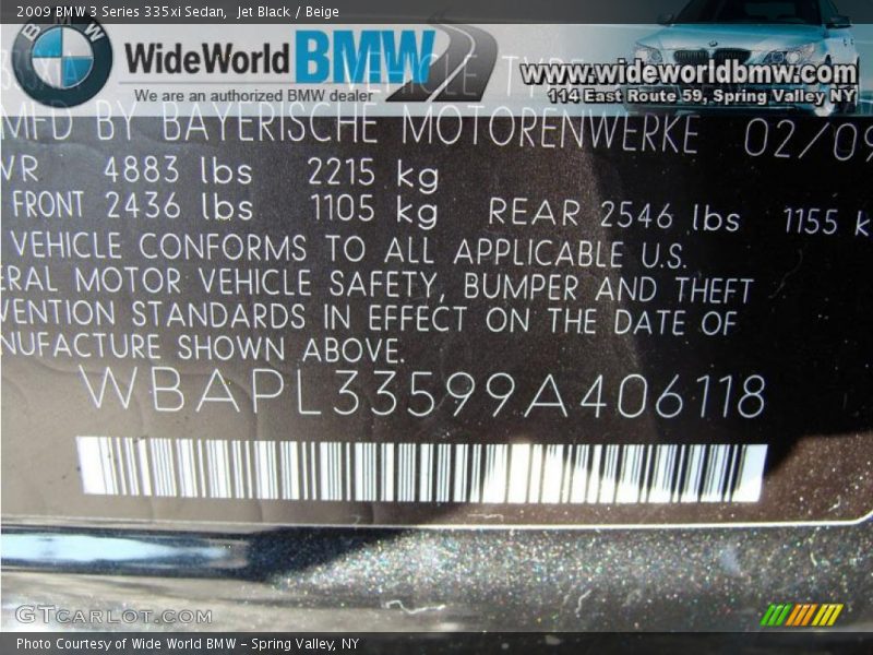 Jet Black / Beige 2009 BMW 3 Series 335xi Sedan