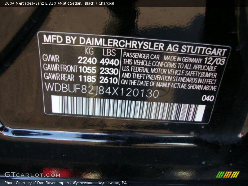 Black / Charcoal 2004 Mercedes-Benz E 320 4Matic Sedan
