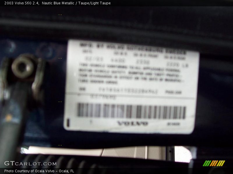 Nautic Blue Metallic / Taupe/Light Taupe 2003 Volvo S60 2.4