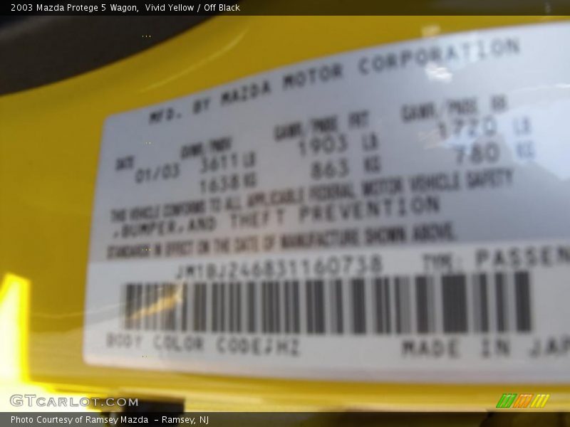 Vivid Yellow / Off Black 2003 Mazda Protege 5 Wagon