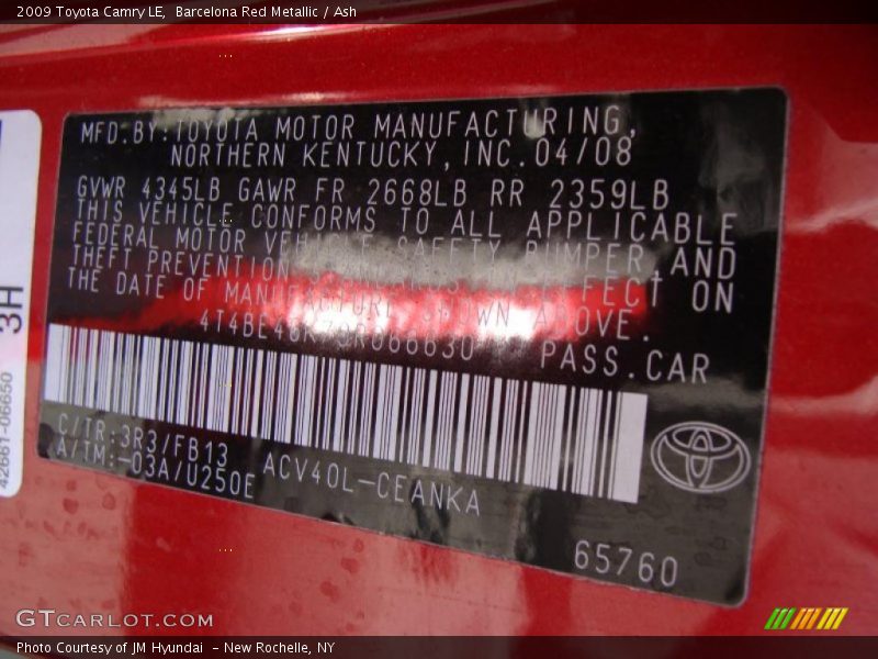 Barcelona Red Metallic / Ash 2009 Toyota Camry LE