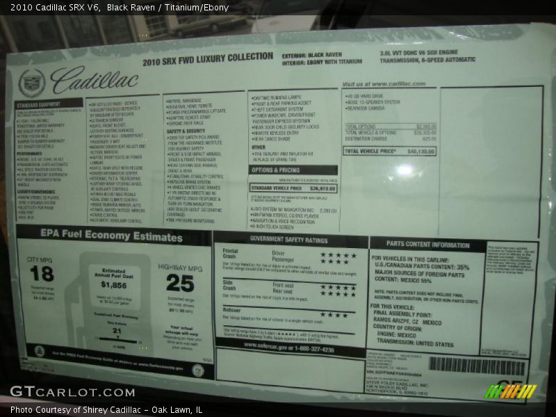 Black Raven / Titanium/Ebony 2010 Cadillac SRX V6