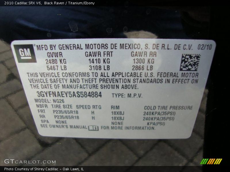 Black Raven / Titanium/Ebony 2010 Cadillac SRX V6