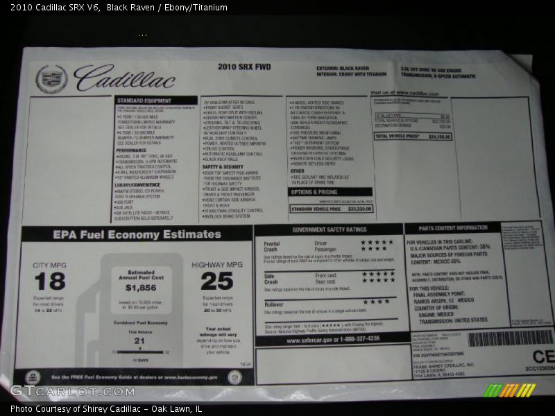 Black Raven / Ebony/Titanium 2010 Cadillac SRX V6