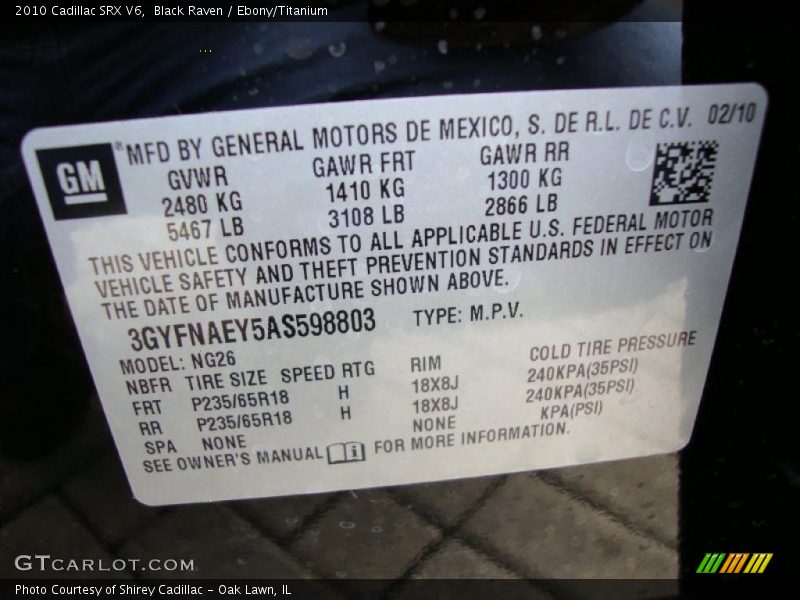 Black Raven / Ebony/Titanium 2010 Cadillac SRX V6