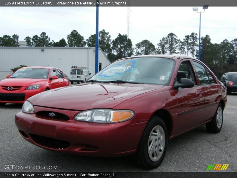 Toreador Red Metallic / Medium Graphite 1999 Ford Escort LX Sedan