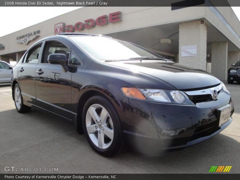 Nighthawk Black Pearl / Gray 2008 Honda Civic EX Sedan