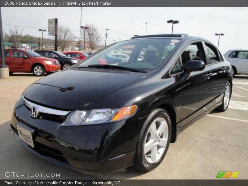 Nighthawk Black Pearl / Gray 2008 Honda Civic EX Sedan
