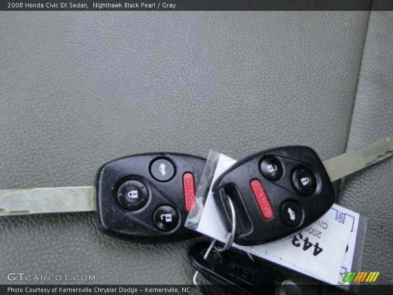 Nighthawk Black Pearl / Gray 2008 Honda Civic EX Sedan