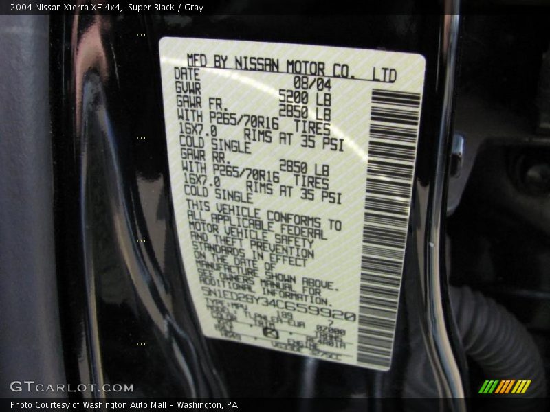 Super Black / Gray 2004 Nissan Xterra XE 4x4