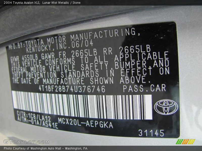 Lunar Mist Metallic / Stone 2004 Toyota Avalon XLS