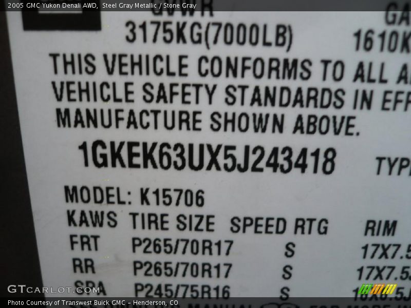 Steel Gray Metallic / Stone Gray 2005 GMC Yukon Denali AWD