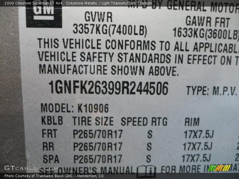 Greystone Metallic / Light Titanium/Dark Titanium 2009 Chevrolet Suburban LT 4x4