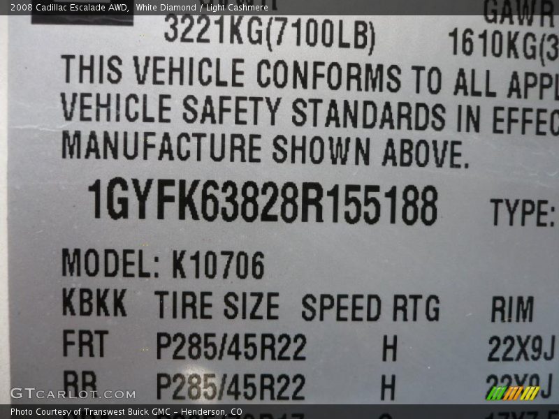 White Diamond / Light Cashmere 2008 Cadillac Escalade AWD