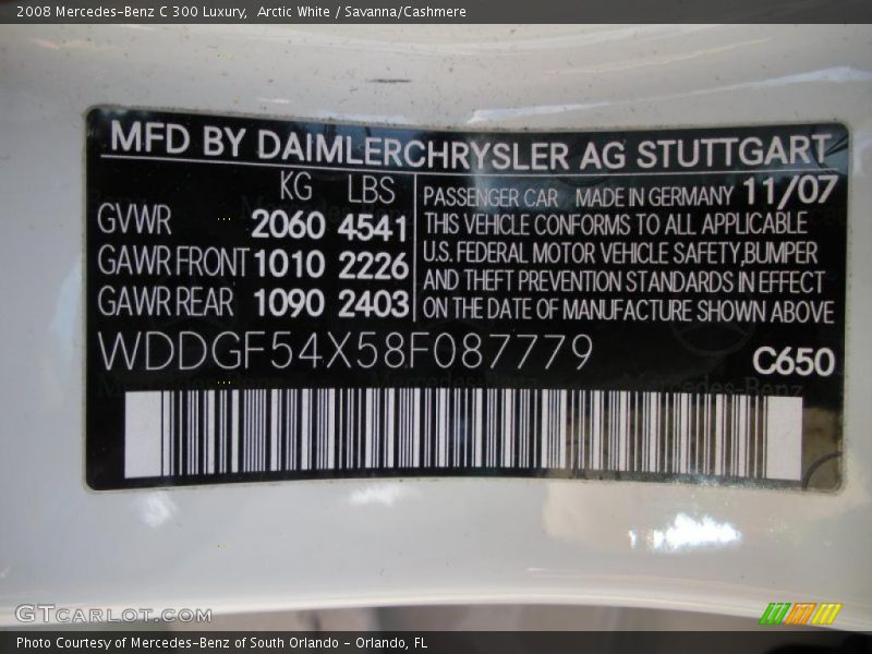 Arctic White / Savanna/Cashmere 2008 Mercedes-Benz C 300 Luxury