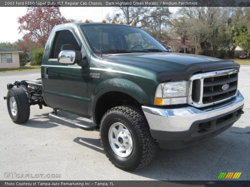 Dark Highland Green Metallic / Medium Parchment 2003 Ford F350 Super Duty XLT Regular Cab Chassis