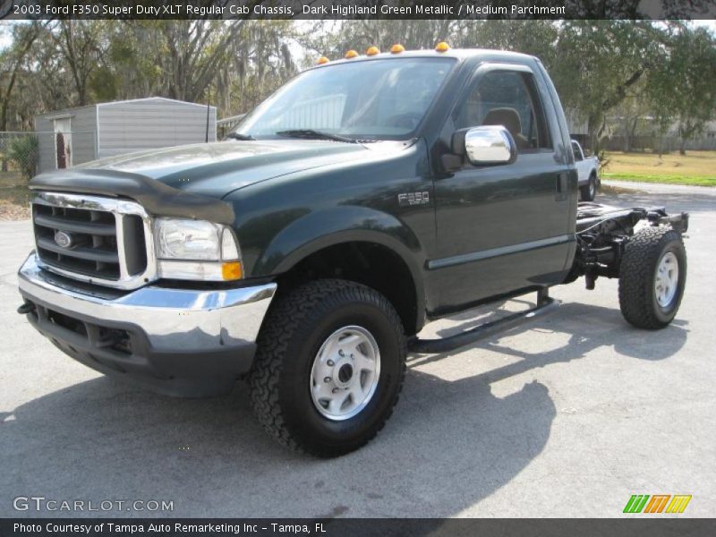 Dark Highland Green Metallic / Medium Parchment 2003 Ford F350 Super Duty XLT Regular Cab Chassis