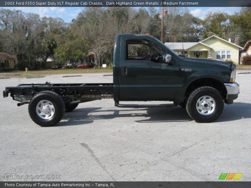 Dark Highland Green Metallic / Medium Parchment 2003 Ford F350 Super Duty XLT Regular Cab Chassis