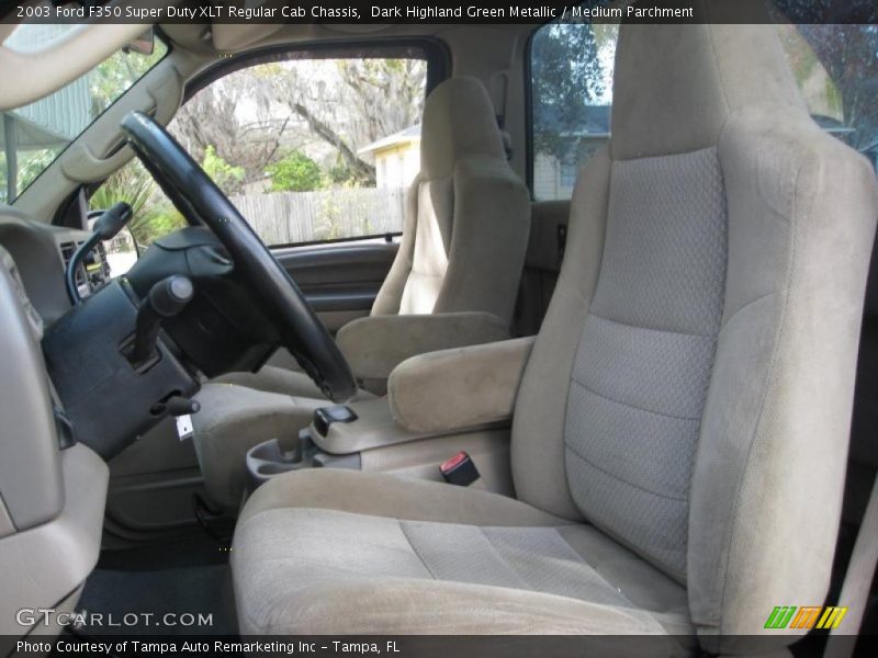 Dark Highland Green Metallic / Medium Parchment 2003 Ford F350 Super Duty XLT Regular Cab Chassis