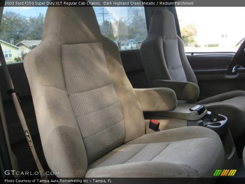 Dark Highland Green Metallic / Medium Parchment 2003 Ford F350 Super Duty XLT Regular Cab Chassis