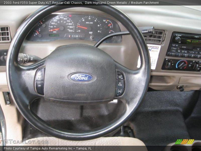 Dark Highland Green Metallic / Medium Parchment 2003 Ford F350 Super Duty XLT Regular Cab Chassis