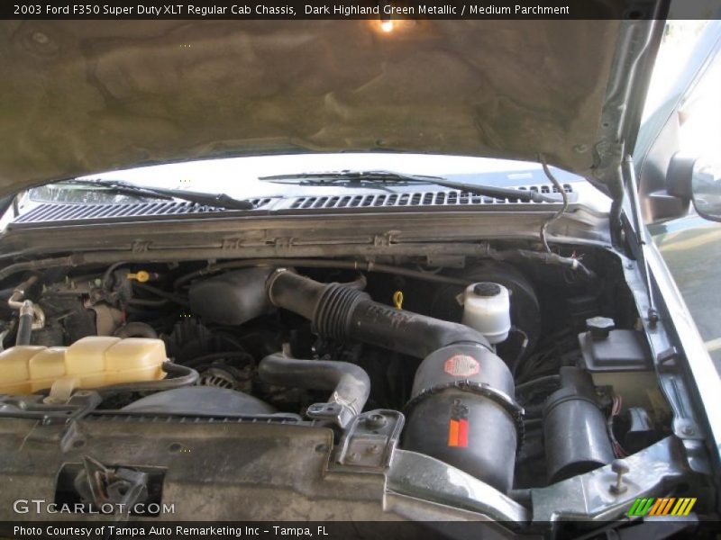 Dark Highland Green Metallic / Medium Parchment 2003 Ford F350 Super Duty XLT Regular Cab Chassis