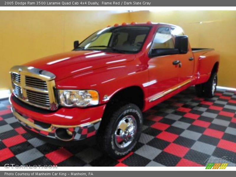 Flame Red / Dark Slate Gray 2005 Dodge Ram 3500 Laramie Quad Cab 4x4 Dually