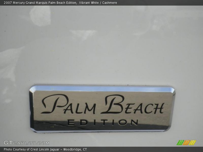 Vibrant White / Cashmere 2007 Mercury Grand Marquis Palm Beach Edition