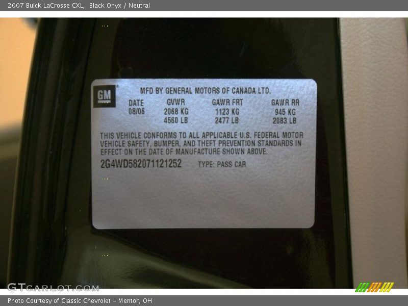 Black Onyx / Neutral 2007 Buick LaCrosse CXL