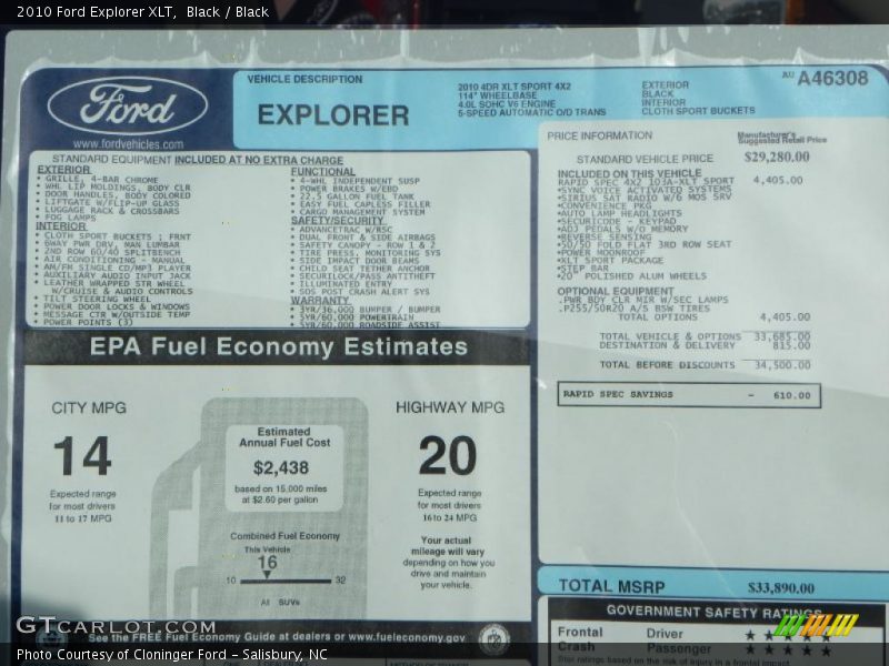 Black / Black 2010 Ford Explorer XLT