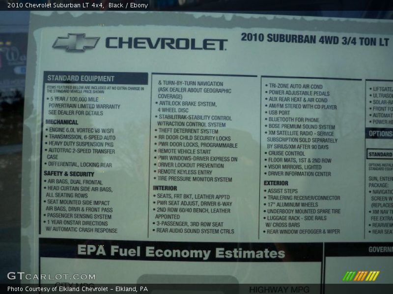Black / Ebony 2010 Chevrolet Suburban LT 4x4