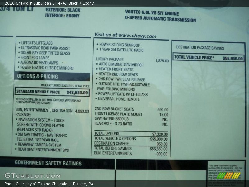 Black / Ebony 2010 Chevrolet Suburban LT 4x4