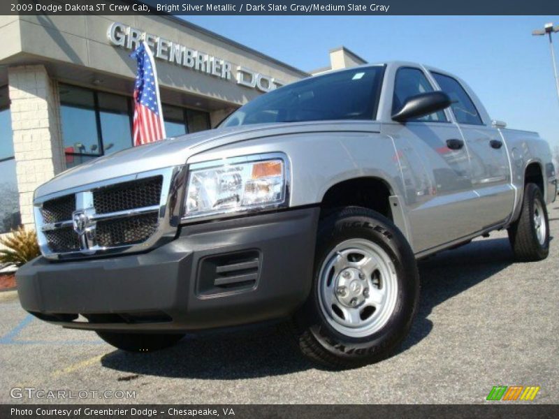 Bright Silver Metallic / Dark Slate Gray/Medium Slate Gray 2009 Dodge Dakota ST Crew Cab
