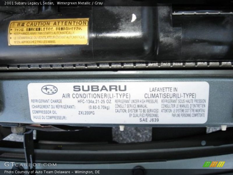 Wintergreen Metallic / Gray 2001 Subaru Legacy L Sedan