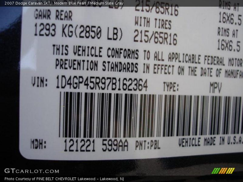 Modern Blue Pearl / Medium Slate Gray 2007 Dodge Caravan SXT