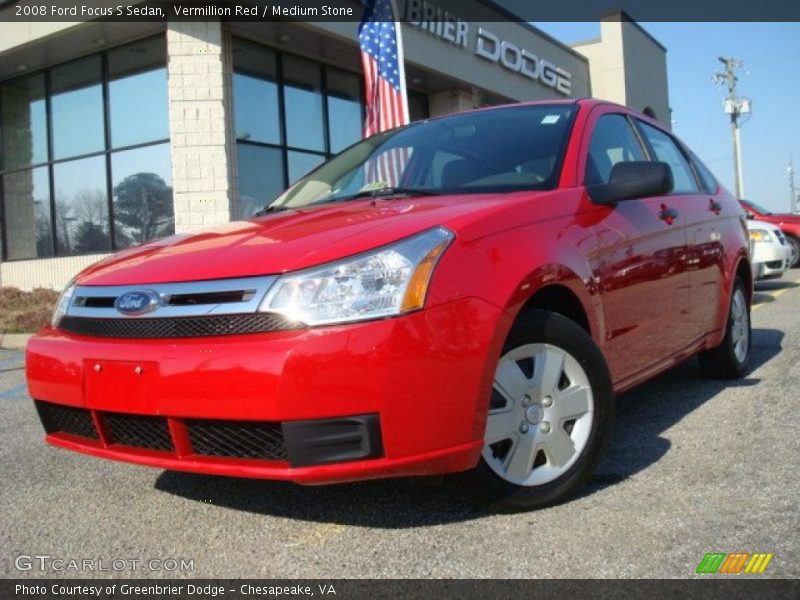 Vermillion Red / Medium Stone 2008 Ford Focus S Sedan