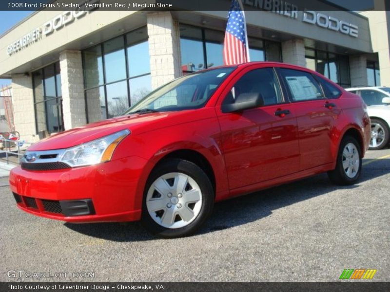 Vermillion Red / Medium Stone 2008 Ford Focus S Sedan