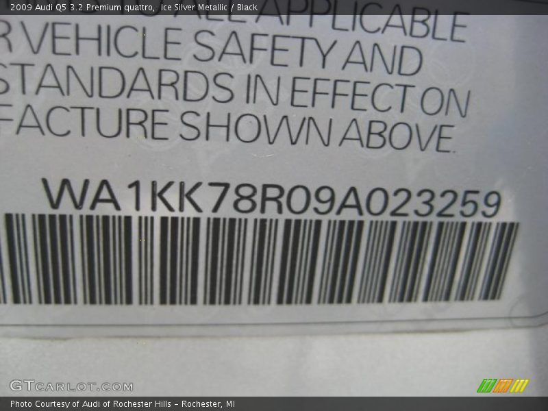 Ice Silver Metallic / Black 2009 Audi Q5 3.2 Premium quattro