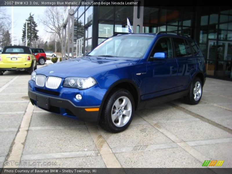 Montego Blue Metallic / Black/Sand Beige Nevada Leather 2007 BMW X3 3.0si