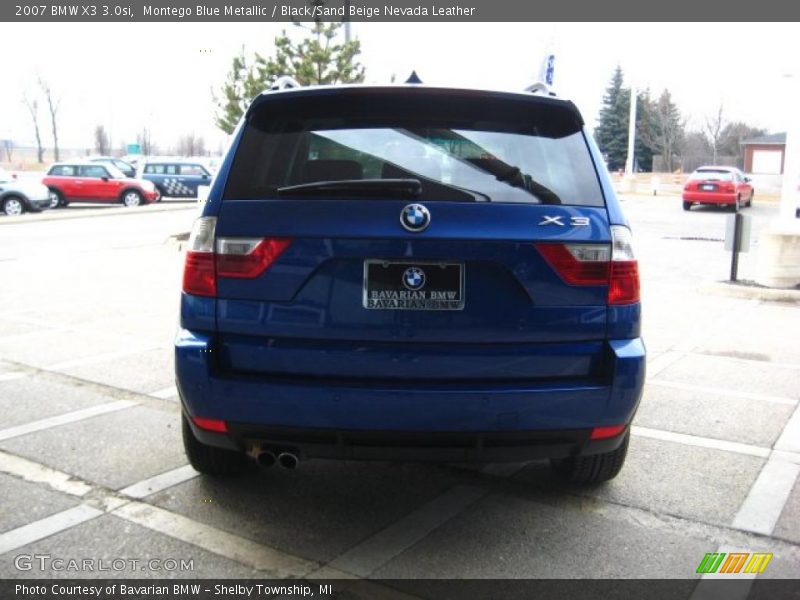 Montego Blue Metallic / Black/Sand Beige Nevada Leather 2007 BMW X3 3.0si