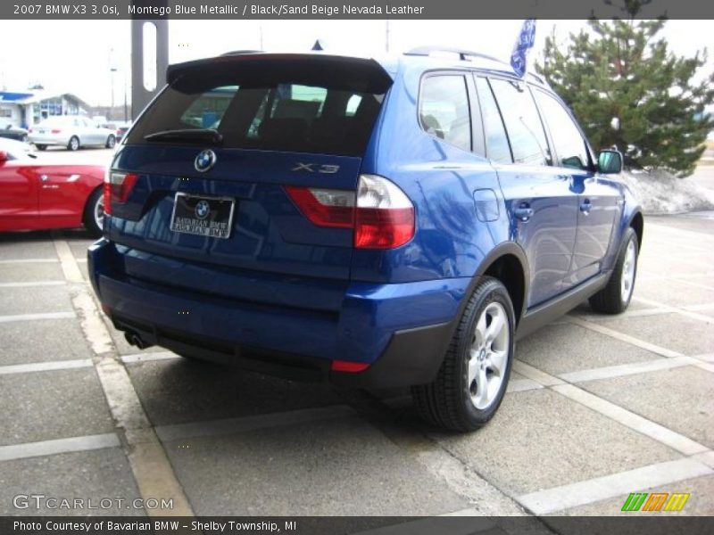 Montego Blue Metallic / Black/Sand Beige Nevada Leather 2007 BMW X3 3.0si