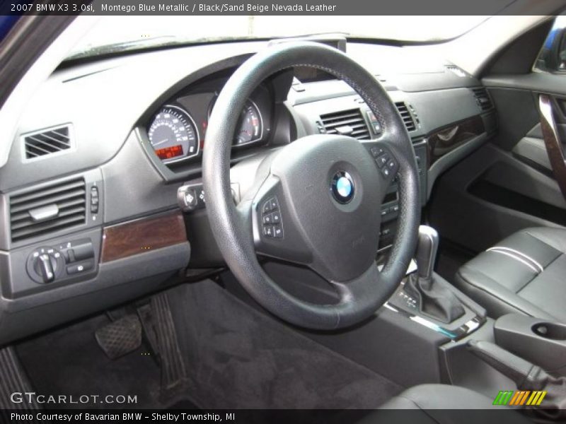 Montego Blue Metallic / Black/Sand Beige Nevada Leather 2007 BMW X3 3.0si