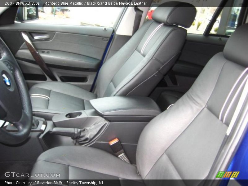 Montego Blue Metallic / Black/Sand Beige Nevada Leather 2007 BMW X3 3.0si