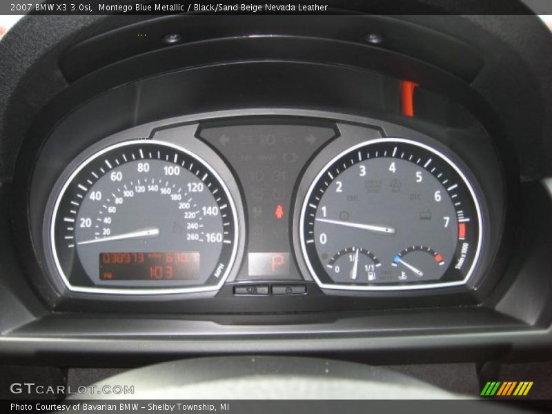 Montego Blue Metallic / Black/Sand Beige Nevada Leather 2007 BMW X3 3.0si