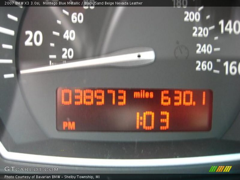 Montego Blue Metallic / Black/Sand Beige Nevada Leather 2007 BMW X3 3.0si