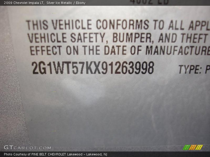 Silver Ice Metallic / Ebony 2009 Chevrolet Impala LT