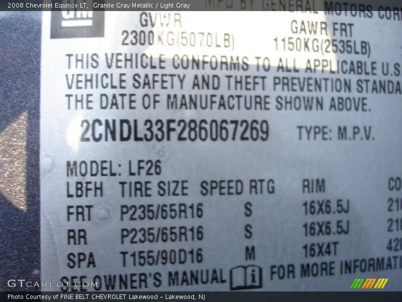 Granite Gray Metallic / Light Gray 2008 Chevrolet Equinox LT