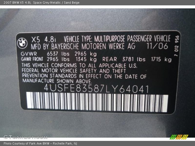 Space Grey Metallic / Sand Beige 2007 BMW X5 4.8i