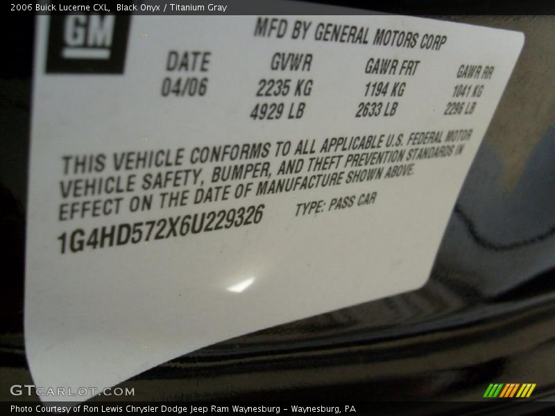 Black Onyx / Titanium Gray 2006 Buick Lucerne CXL